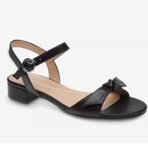 Easy Spirit Ginova Sandal Black leather Women's flat comfortable summer Sandals - Picture 2 of 8